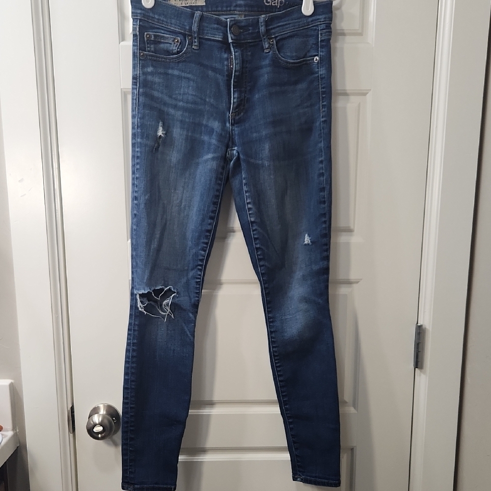 GAP Women's Distressed Indigo Skinny Jeans